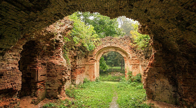 Руины замка Сапегов в городе Высокое